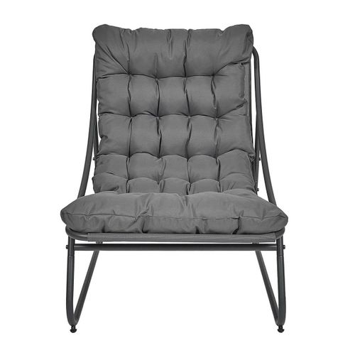 Fauteuil De Jardin En Métal Et Textilène Gris Avec Coussin - Dolci