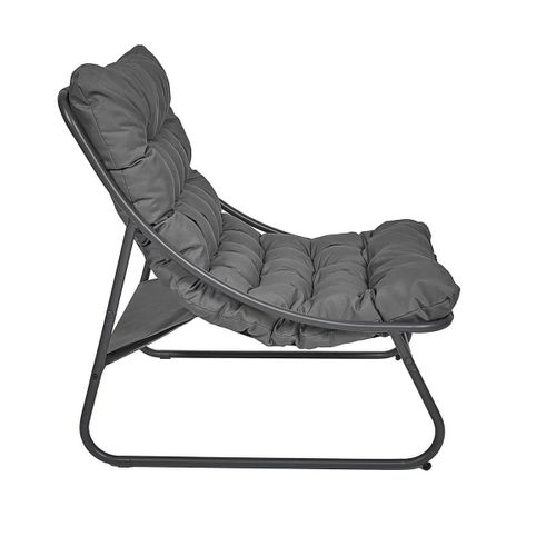 Fauteuil De Jardin En Métal Et Textilène Gris Avec Coussin - Dolci