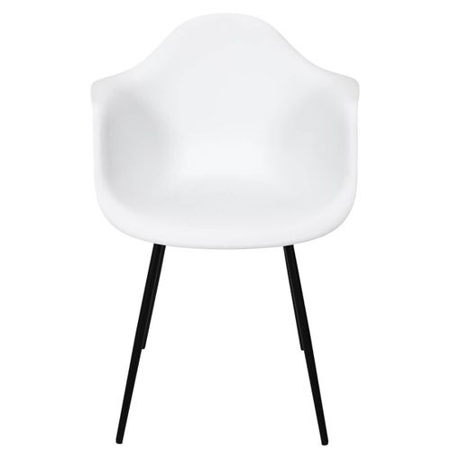 Lot De 4 Chaises Coque Accoudoirs Blanches Piètement Métal - Omer