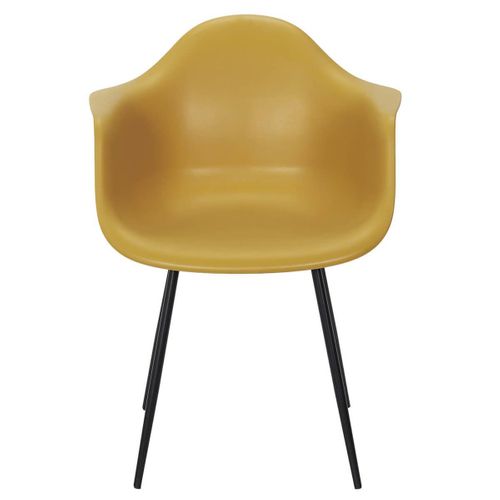 Lot De 4 Chaises Coque Accoudoirs Jaunes Piètement Métal - Omer