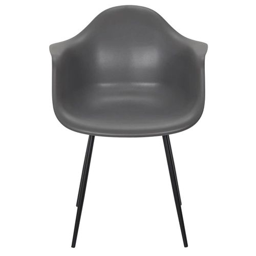 Lot De 4 Chaises Coque Accoudoirs Grises Piètement Métal - Omer
