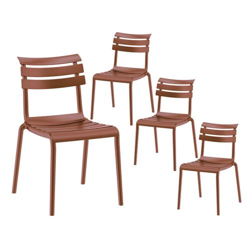 Lot De 4 Chaises En Plastique Recyclé Et Polypropylène Rouge Terracotta - Tanguy