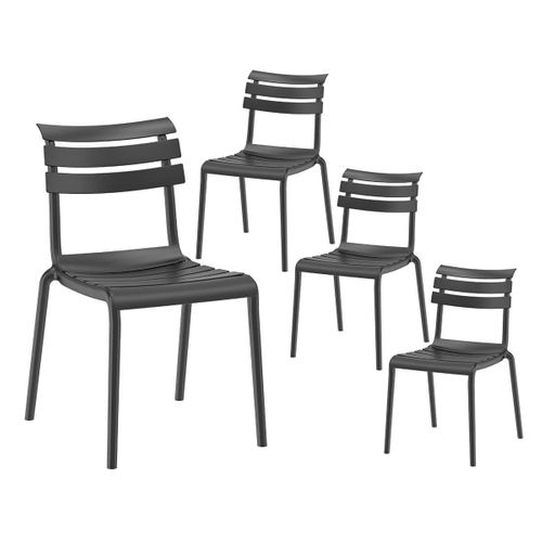 Lot De 4 Chaises En Plastique Recyclé Et Polypropylène Anthracite - Tanguy