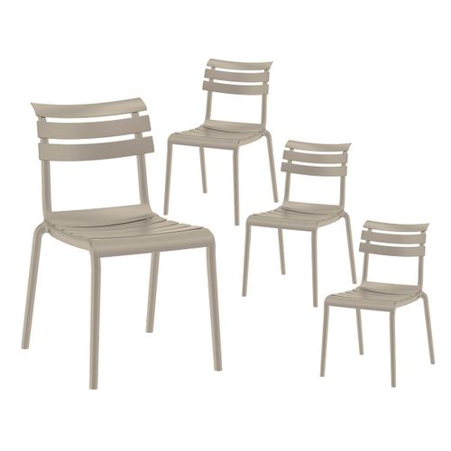 Lot De 4 Chaises En Plastique Recyclé Et Polypropylène Beige - Tanguy