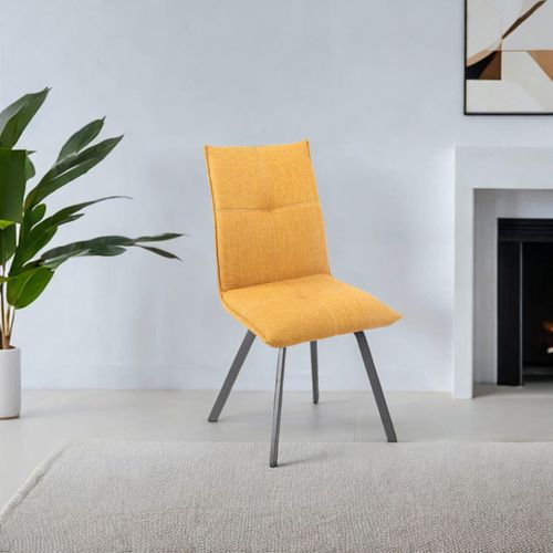 Lot De 2 Chaises Tissu Texturé Coloris Jaune Moutarde - Bispo