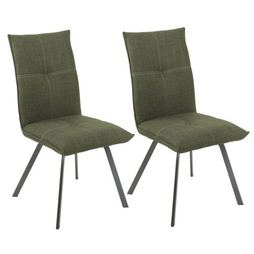Lot De 2 Chaises Tissu Coloris Vert Kaki - Bispo