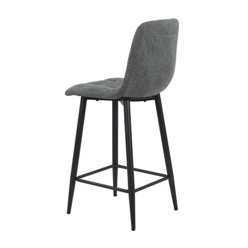 Lot De 2 Tabourets De Bar Tissu Gris Pieds Métal Gris Anthracite - Ernest