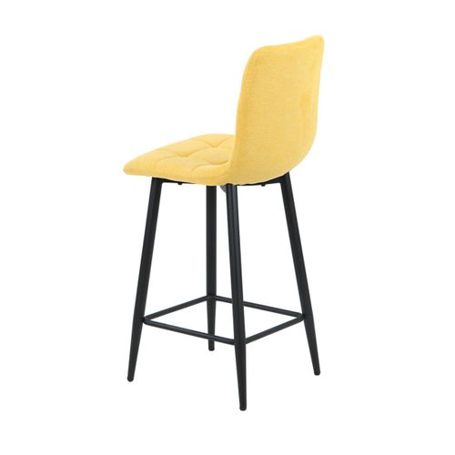 Lot De 2 Tabourets De Bar  Tissu Gris Pieds Métal Jaune - Ernest