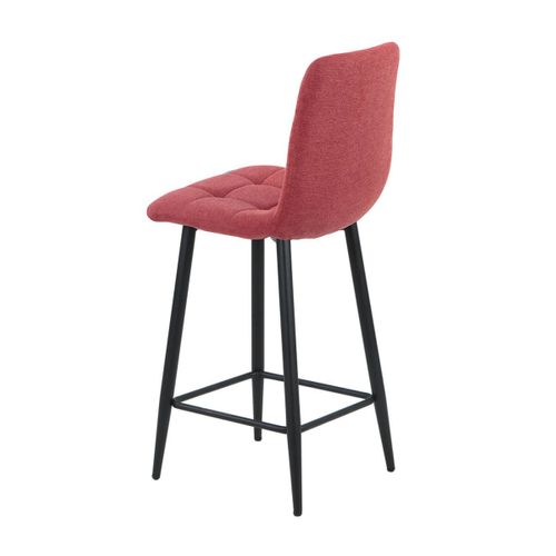 Lot De 2 Tabourets De Bar Tissu Gris Pieds Métal Rouge - Ernest