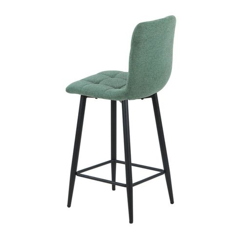 Lot De 2 Tabourets De Bar Tissu Gris Pieds Métal Vert - Ernest