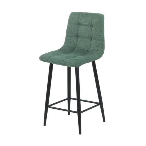 Lot De 2 Tabourets De Bar Tissu Gris Pieds Métal Vert - Ernest