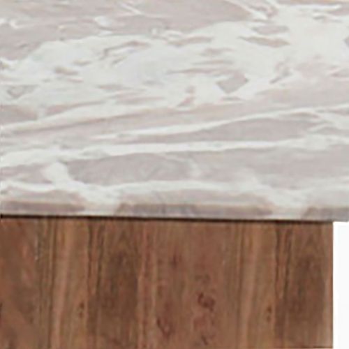 Lot De 2 Tables Basses Plateau Marbre Naturel Piètement Acacia - Angele