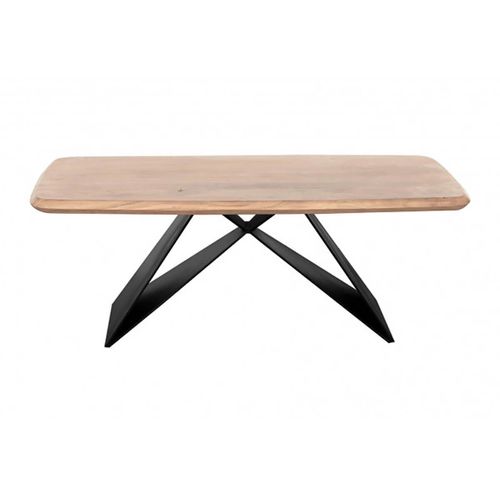 Table Basse Plateau En Acacia Massif Pieds Métal Noir Forme Papillon - Mylonis