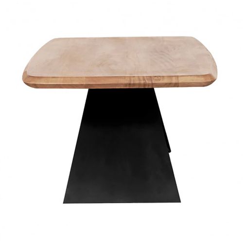 Table Basse Plateau En Acacia Massif Pieds Métal Noir Forme Papillon - Mylonis