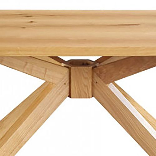Table Repas 180cm Plaquage Chêne Rustique Piètement Étoile Chêne Massif - Gisele