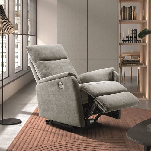 Fauteuil Relax Electrique Tissu Gris Clair - Alcantar
