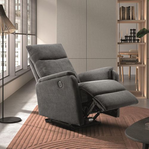 Fauteuil Relax Electrique Tissu Gris Foncé - Alcantar