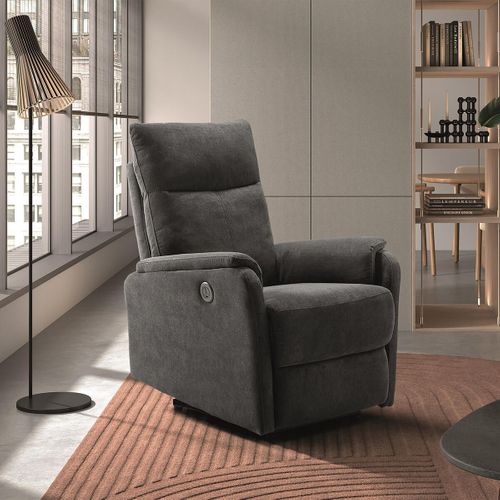 Fauteuil Relax Electrique Tissu Gris Foncé - Alcantar