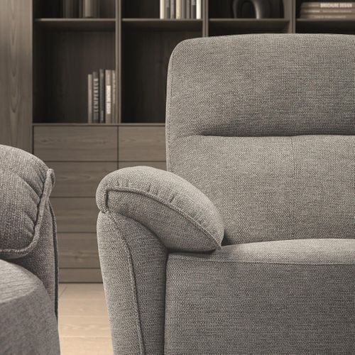 Canapé 3 Places Relax Electrique Tissu Gris Chiné - Mazaro