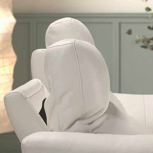 Canapé 3 Places Relax Electrique Cuir Blanc - Mazaro