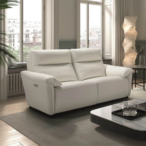 Canapé 3 Places Relax Electrique Cuir Blanc - Mazaro