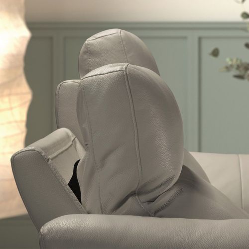 Canapé 3 Places Relax Electrique Cuir Gris Éléphant - Mazaro