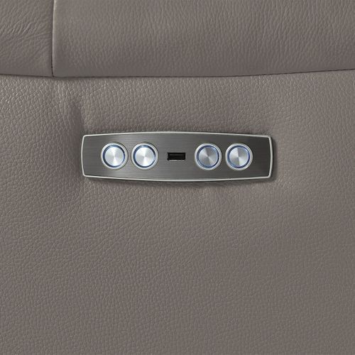 Canapé 3 Places Relax Electrique Cuir Gris Éléphant - Mazaro