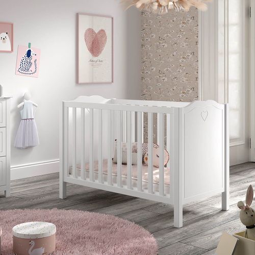 Lit Bébé 60x120cm Laqué Blanc Hauteur Réglable - Milady