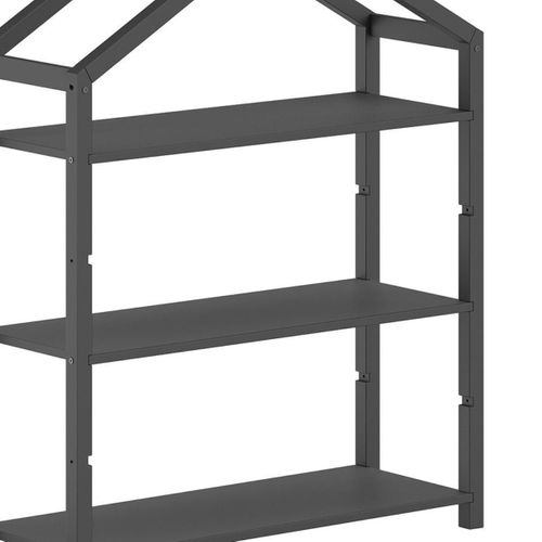 Bibliothèque Cabane En Pin Massif Laqué Anthracite 3 Niveaux - Arkan