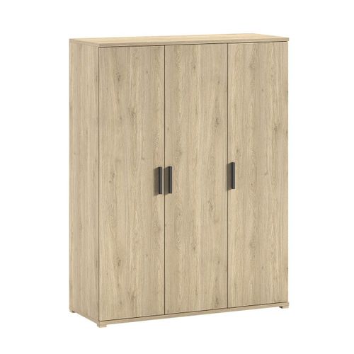 Chambre Enfant Complète Lit 90x200cm Chevet Armoire 3p Et Commode Aspect Chêne - Marco