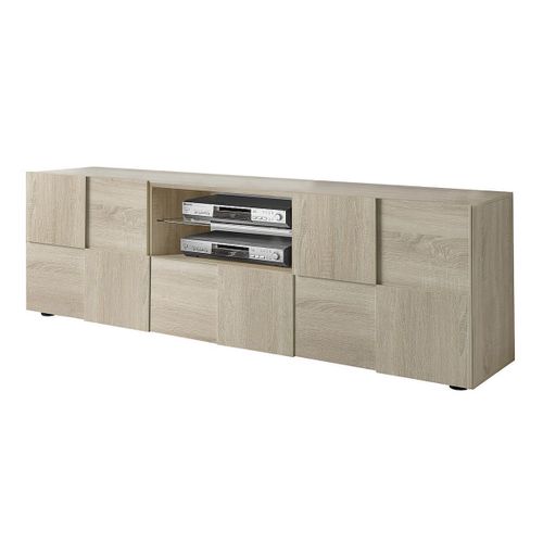 Meuble TV 181 Cm Finition Aspect Bois Samoa Relief Damiers - Rebecca