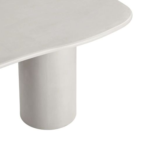 Table Repas 200cm En Mdf Et Ciment Gris Clair Plateau Vague - Organic