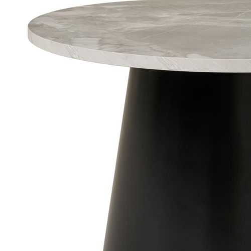 Table Basse Plateau Mdf Aspect Marbre Pied Central Conique En Métal - Koela