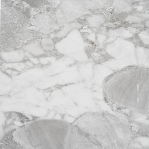 Table Repas Ø120cm Plateau Mdf Aspect Marbre Pied Central Conique En Métal - Koela