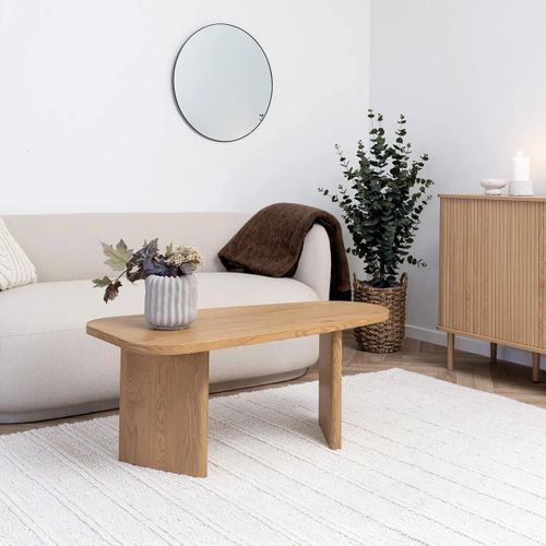 Table Basse En Mdf Aspect Bois Clair Pieds Asymétriques - Valentiane