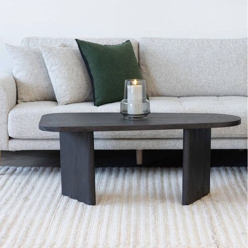 Table Basse En Mdf Aspect Bois Foncé Pieds Asymétriques - Valentiane