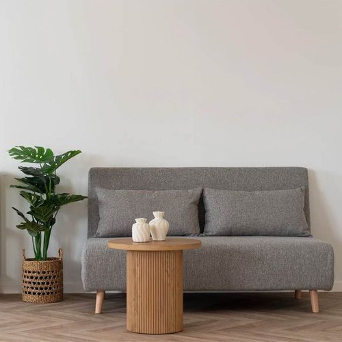 Chauffeuse 2 Places Convertible Tissu Gris Chiné Avec Coussin - Brewen