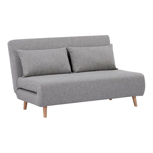 Chauffeuse 2 Places Convertible Tissu Gris Chiné Avec Coussin - Brewen