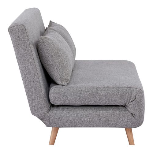 Chauffeuse 2 Places Convertible Tissu Gris Chiné Avec Coussin - Brewen