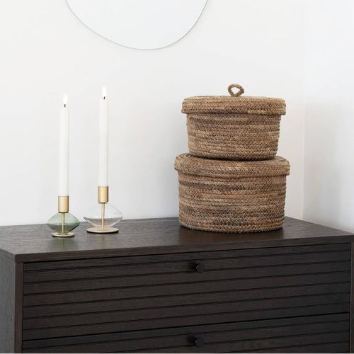 Lot De 2 Panières Rondes Avec Couvercle En Bananier - Sofiane