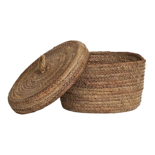 Lot De 2 Panières Rondes Avec Couvercle En Bananier - Sofiane