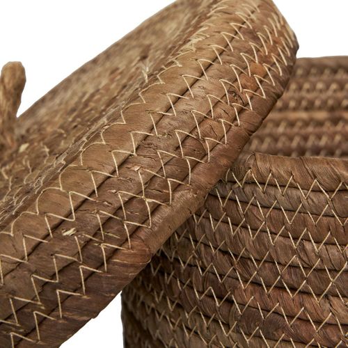 Lot De 2 Panières Rondes Avec Couvercle En Bananier - Sofiane