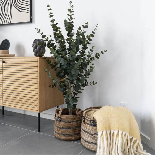 Lot De 2 Panières Rondes Avec Poignées En Bananier - Darshan