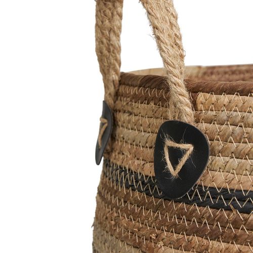 Lot De 2 Panières Rondes Avec Poignées En Bananier - Darshan