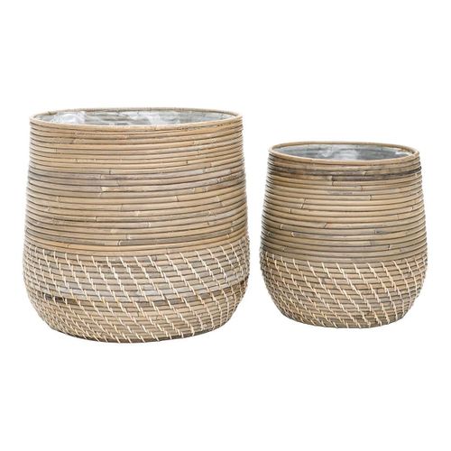 Lot De 2 Cache-pots D.39cm Et D.29cm En Rotin Kubu Tressé - Nalini