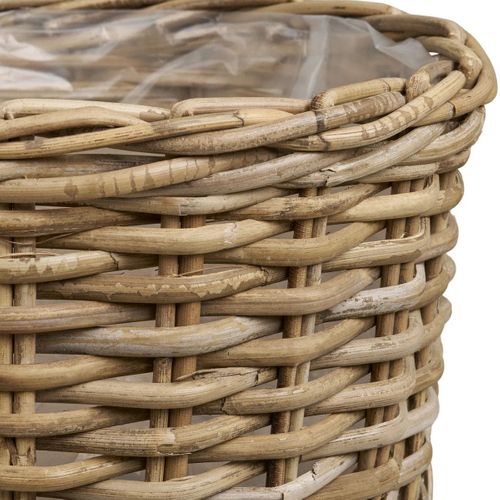 Lot De 2 Cache-pots D.27cm Et D.18cm En Rotin Kubu Tressé - Kalinda