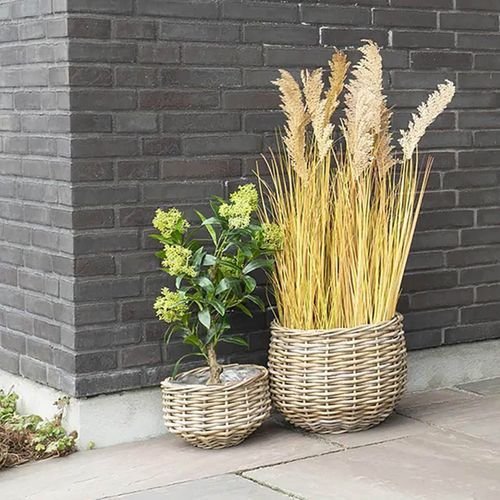 Lot De 2 Cache-pots D.38cm Et D.27cm En Rotin Kubu Tressé - Housnia