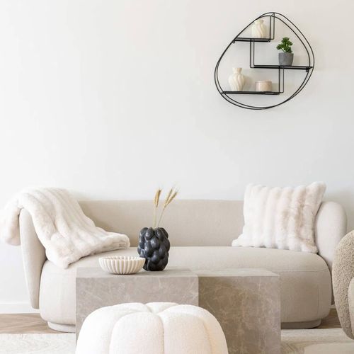 Plaid 130x180cm Fourrure Synthétique Doublé Polyester Ivoire - Ingvar