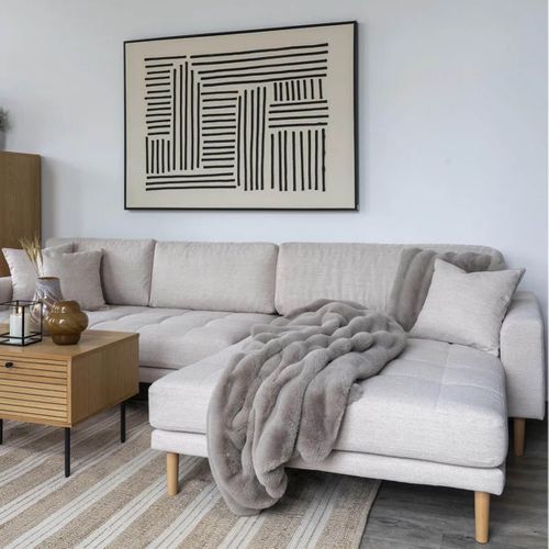 Plaid 130x180cm Fourrure Synthétique Doublé Polyester Beige - Ingvar