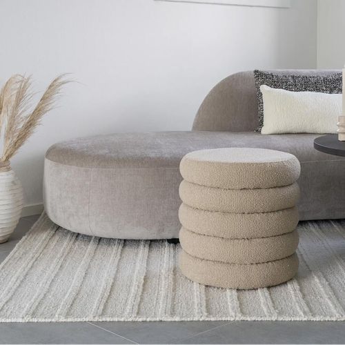 Tapis 160x230cm Tissé Main Bouclettes Ivoire Lignes En Relief - Yorick